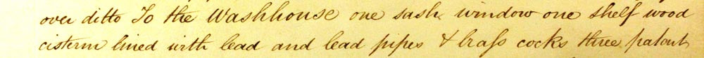 Record on the 1837 schedule of property for two lead-lined cisterns. Charles Dickens Museum Collection (B375).