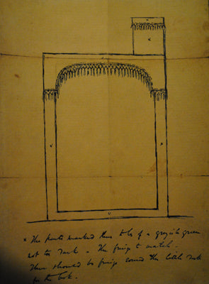 Blue ink design for Dickens's Reading desk