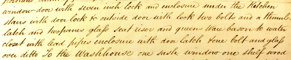 Record on the 1837 schedule of property for two Water Closets. Charles Dickens Museum Collection (B375).